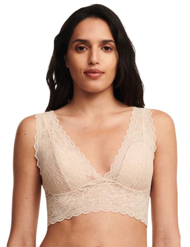Chantelle Floral Touch Triangle T-Shirt Bra Golden Beige