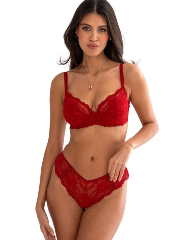 Pour Moi Fleur V-Shaped Brief Red