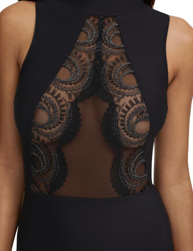 Chantelle Mystic Dream Bodysuit Black / Silver Lurex