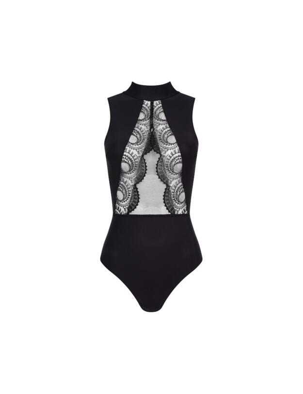 Chantelle Mystic Dream Bodysuit Black / Silver Lurex