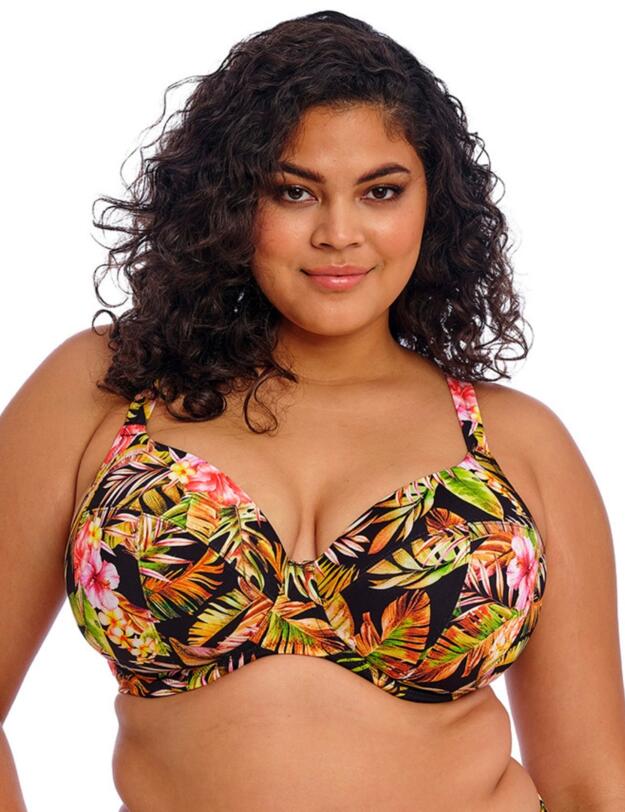 Elomi Tiger Valley Plunge Bikini Top Black