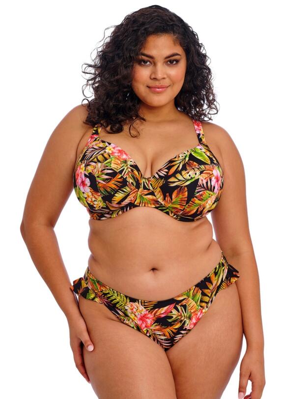 Elomi Tiger Valley Plunge Bikini Top Black