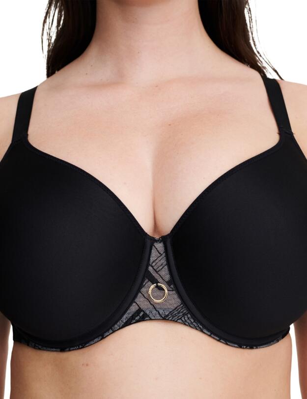 Chantelle Graphic Support Full Cup T-shirt Bra Black 