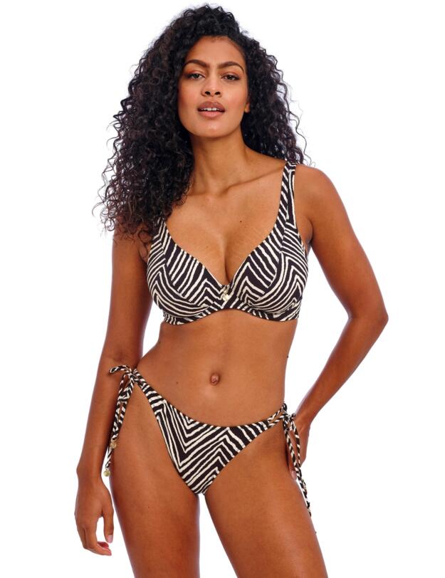 Freya Fiji Falls High Apex Bikini Top Black
