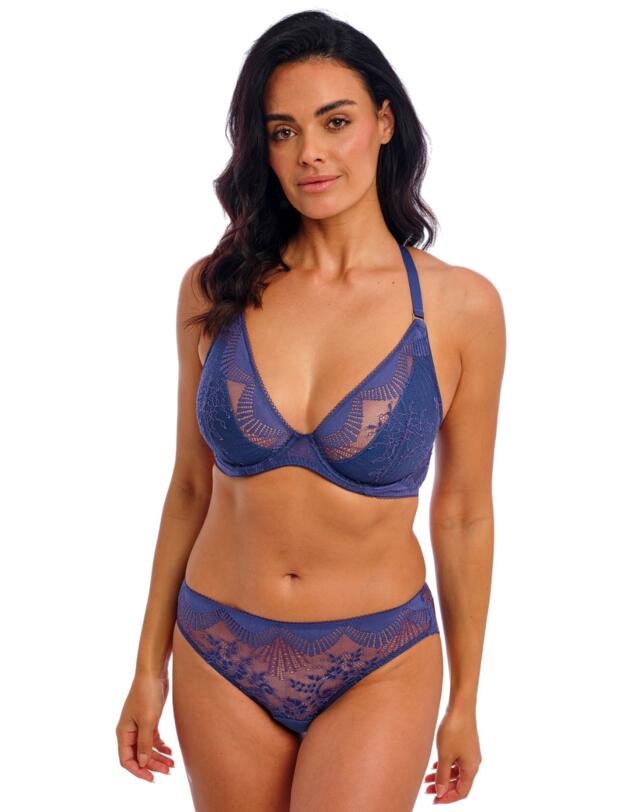 Wacoal Sensu Lace Underwired Plunge Bra Dark Azure