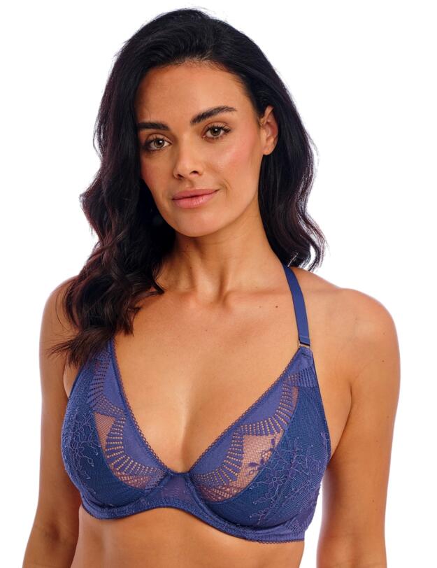 Wacoal Sensu Lace Underwired Plunge Bra Dark Azure