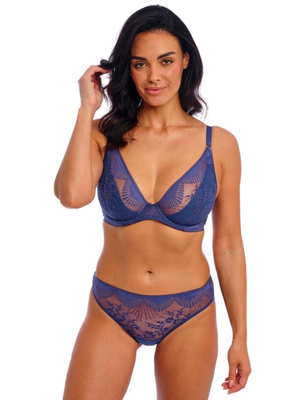Wacoal Sensu Lace Underwired Plunge Bra Dark Azure
