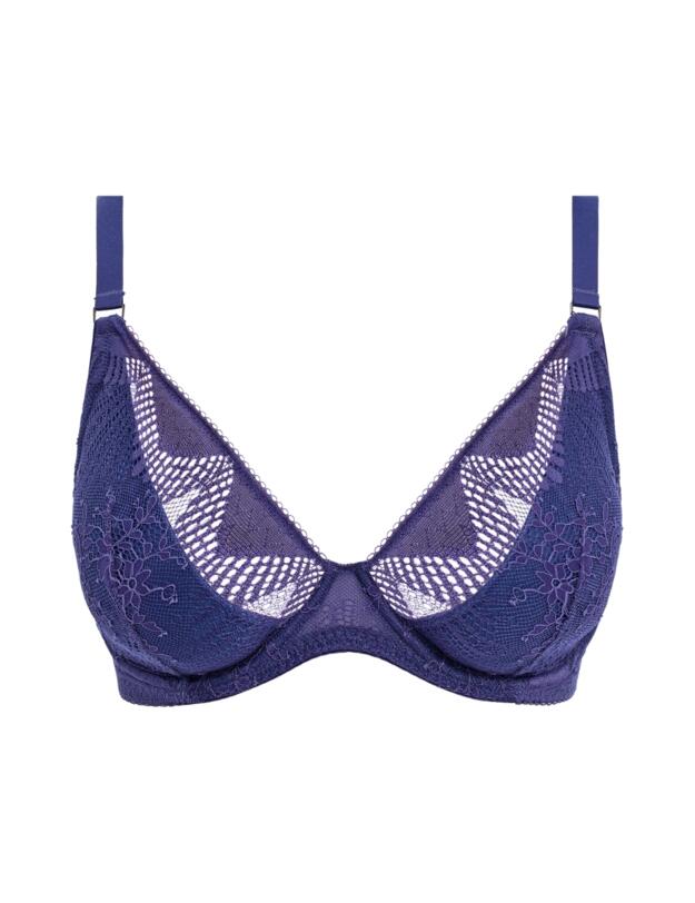Wacoal Sensu Lace Underwired Plunge Bra Dark Azure