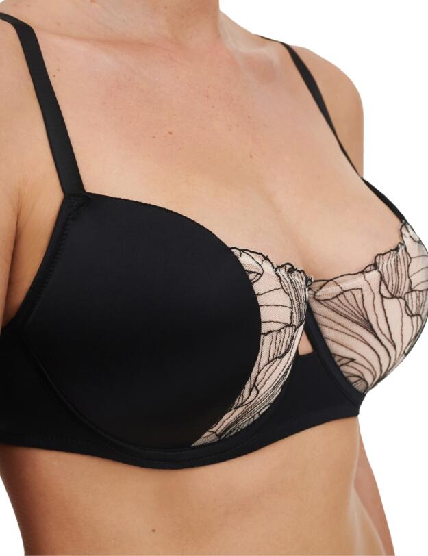 Chantelle Tattoo Love Half Cup Bra Black/Golden Beige