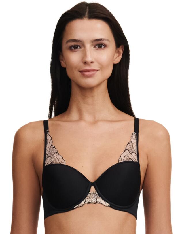 Chantelle Tattoo Love Memory Foam T-Shirt Bra Black/Golden Beige