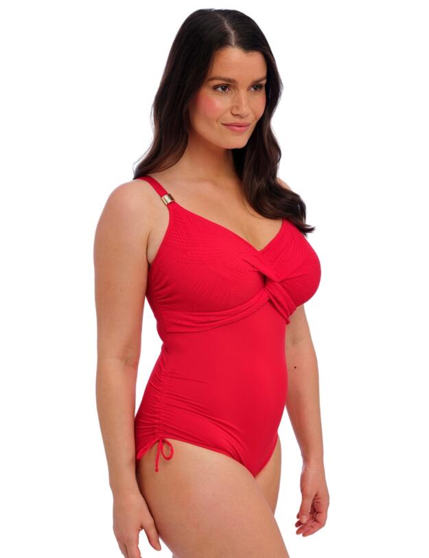 Fantasie Ottawa Underwired Twist Front Swimsuit With Adjustable Leg Radiant Red