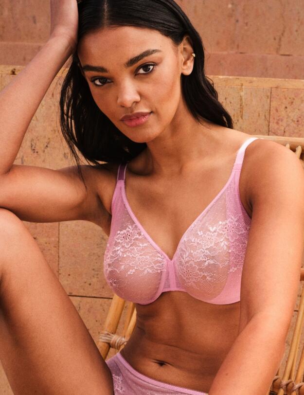 Gossard Glossies Lace Sheer Bra Sweet Lilac