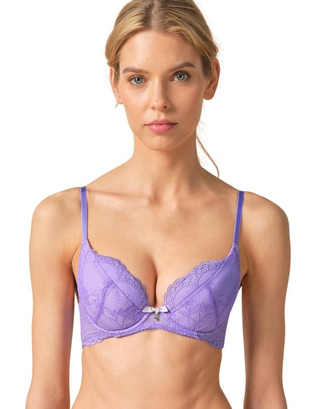 Gossard Superboost Lace Padded Plunge Bra Purple Hebe