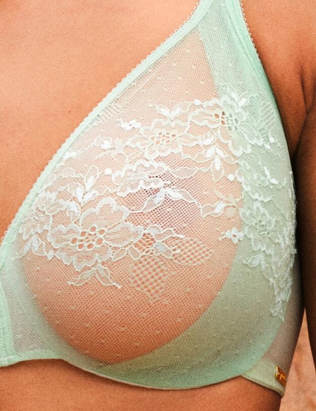 Gossard Glossies Lace Sheer Bra Brook Green