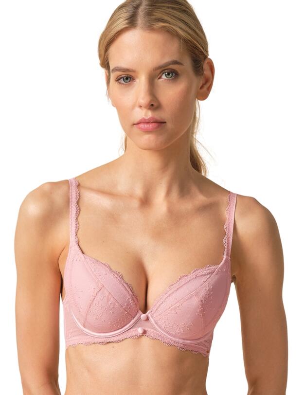 Gossard Vintage Romance Underwired Padded Plunge Bra Soft Pink
