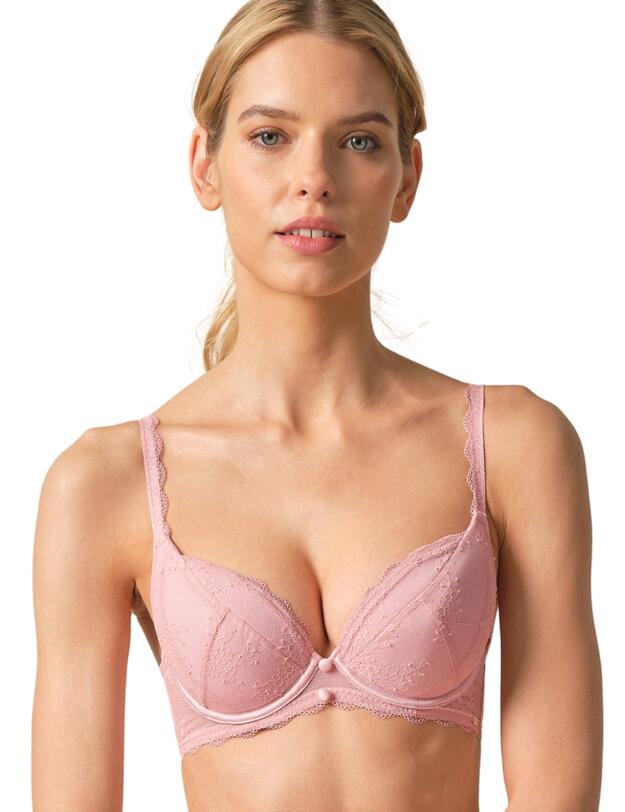Gossard Vintage Romance Underwired Padded Plunge Bra Soft Pink
