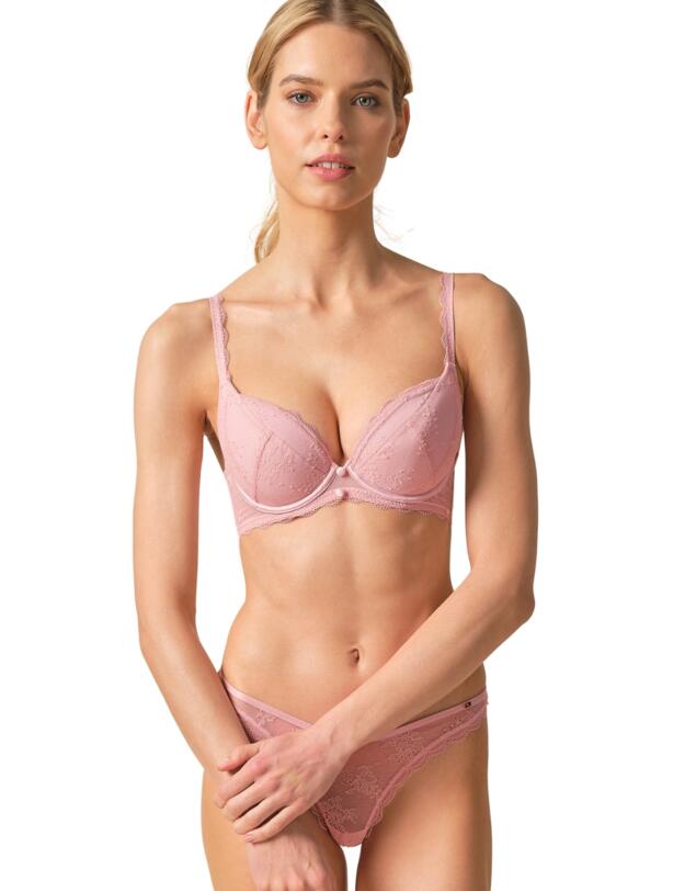 Gossard Vintage Romance Underwired Padded Plunge Bra Soft Pink