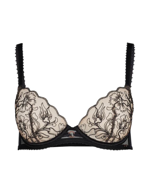 Gossard VIP Fleur De Nuit Non-Padded Plunge Bra Black 