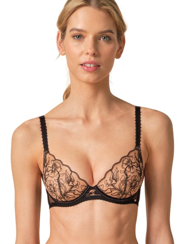 Gossard VIP Fleur De Nuit Non-Padded Plunge Bra Black 