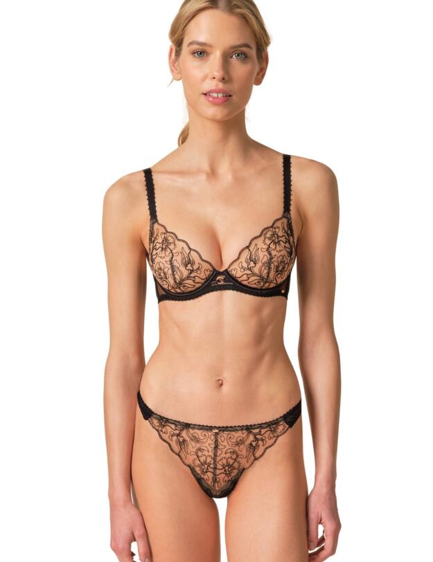 Gossard VIP Fleur De Nuit Non-Padded Plunge Bra Black 
