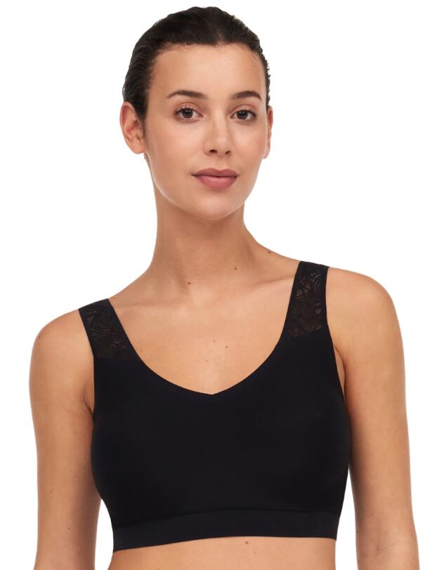 Chantelle Soft Stretch Lace Padded Crop Top Black