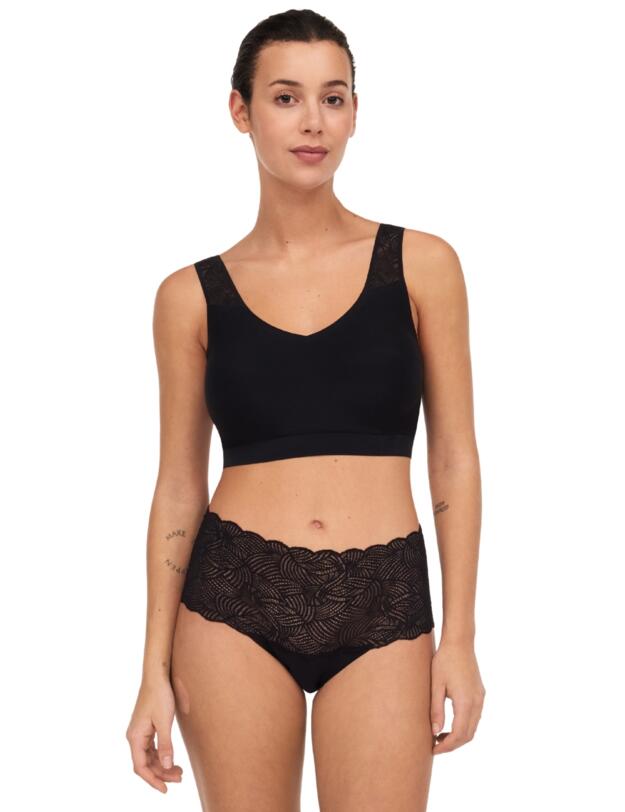 Chantelle Soft Stretch Lace Padded Crop Top Black