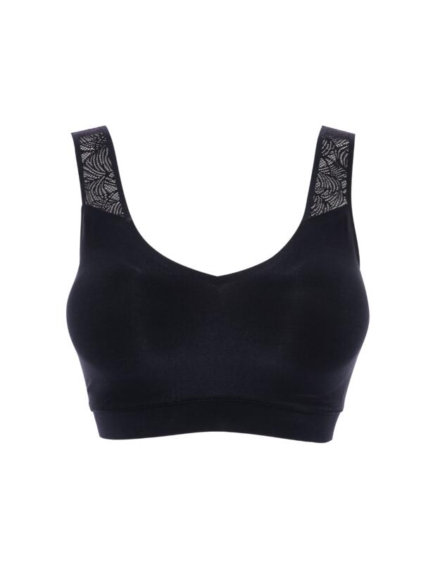 Chantelle Soft Stretch Lace Padded Crop Top Black