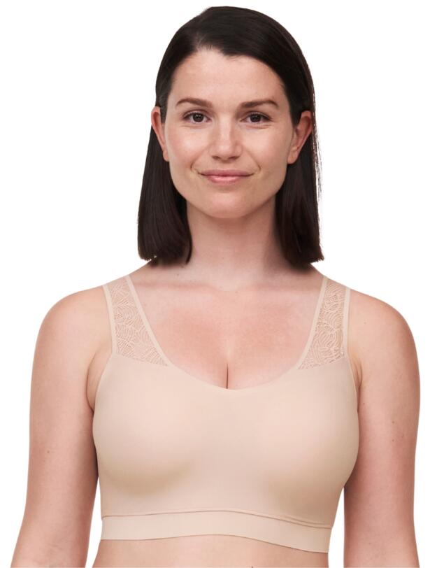 Chantelle Soft Stretch Lace Padded Crop Top Golden Beige