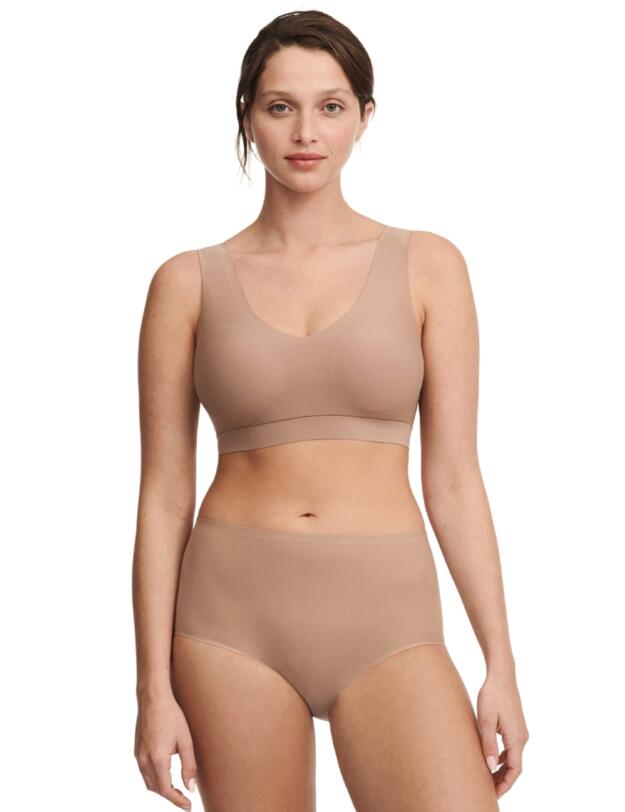Chantelle Soft Stretch Padded Crop Top Coffee Latte