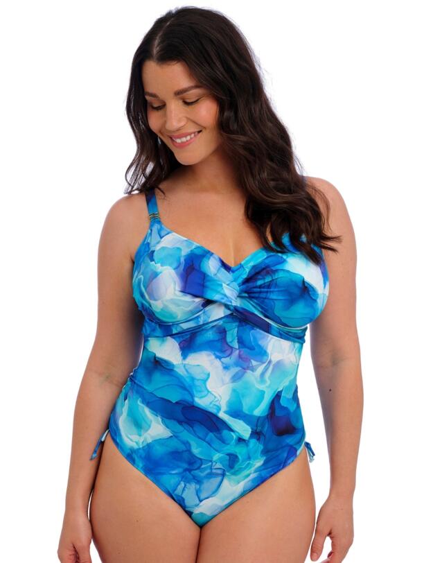 Fantasie Saunton Sands Underwired Twist Front Swimsuit With Adjustable Leg Dazzling Blue