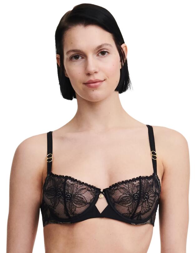 Chantelle Orchids Half Cup Balcony Bra Black