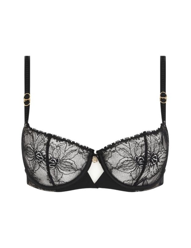 Chantelle Orchids Half Cup Balcony Bra Black