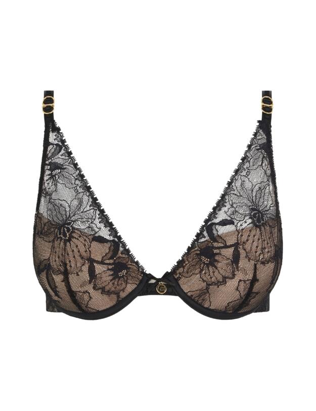 Chantelle Orchids Push-Up T-Shirt Bra Black