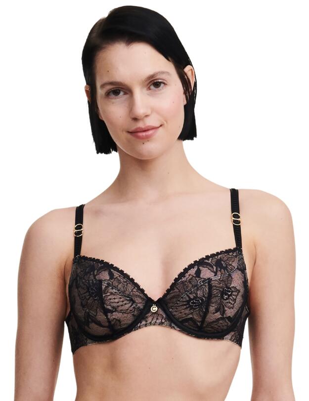 Chantelle Orchids Covering Bra Black