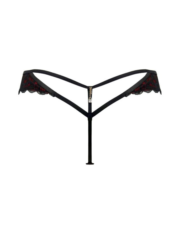 Pour Moi Desire Open Back Thong Black/Red