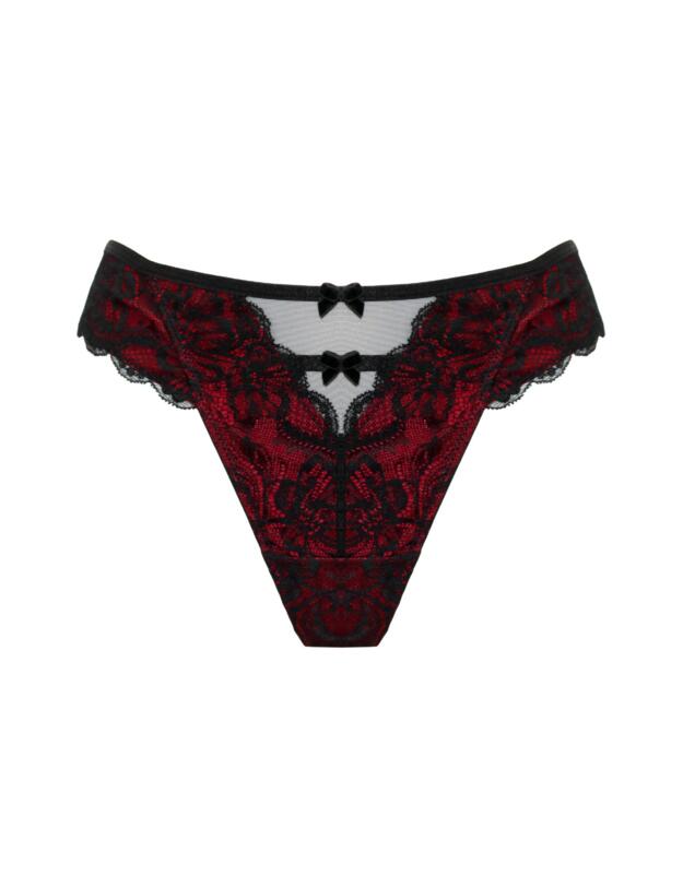 Pour Moi Desire Open Back Thong Black/Red
