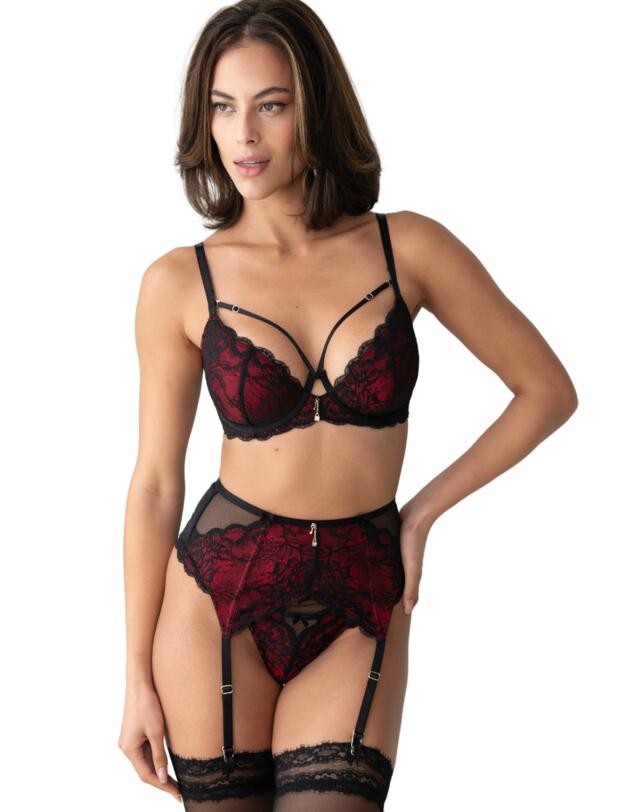 Pour Moi Desire Suspender Black/Red