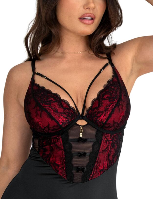Pour Moi Desire Cami Suspender Dress Black/Red