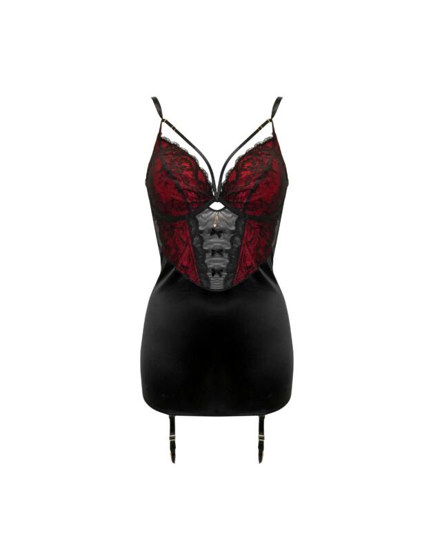 Pour Moi Desire Cami Suspender Dress Black/Red