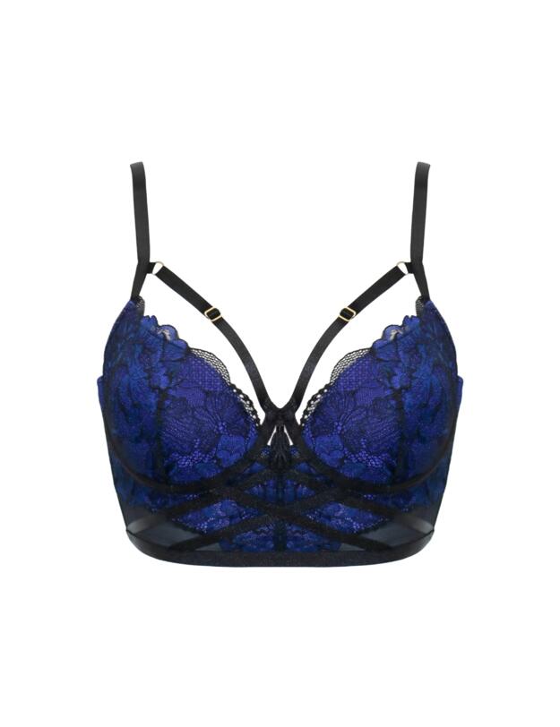 Pour Moi After Hours Padded Longline Bra Black/Blue