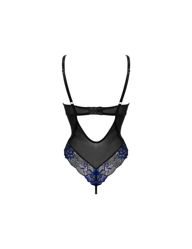 Pour Moi After Hours Underwired Thong Bodysuit Black/Blue