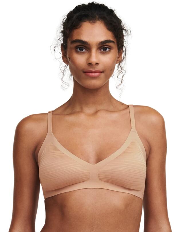Chantelle SoftStretch Stripes Padded Bralette Clay Nude
