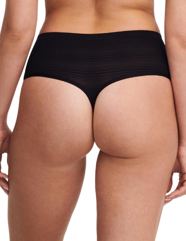 Chantelle SoftStretch Stripes High Waist Thong Black