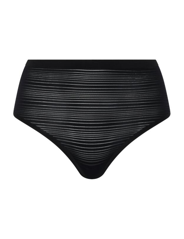 Chantelle SoftStretch Stripes High Waist Thong Black