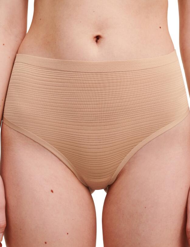 Chantelle SoftStretch Stripes High Waist Thong Clay Nude