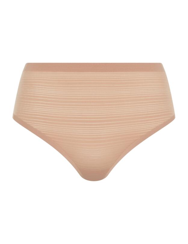 Chantelle SoftStretch Stripes High Waist Thong Clay Nude