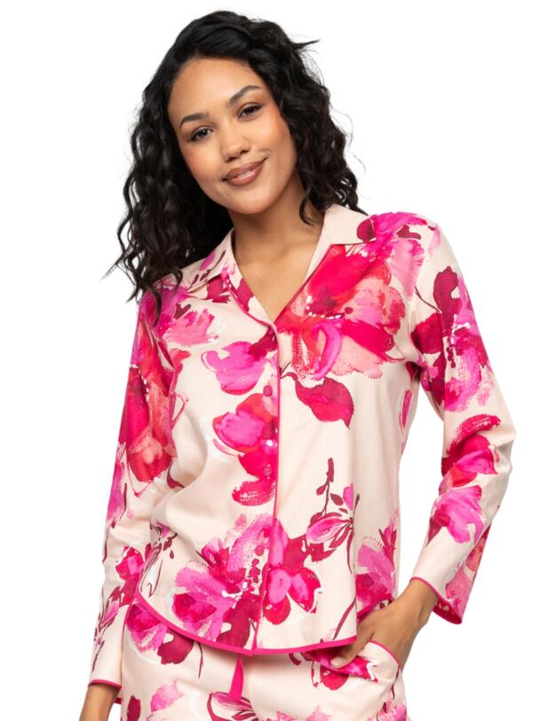 Cyberjammies Aria Floral Print Pyjama Top Peach Mix