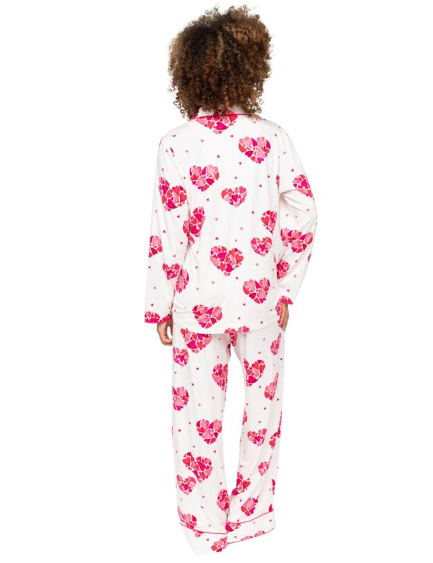 Cyberjammies Aria Heart Print Jersey Long Sleeve Pyjama Top White Mix