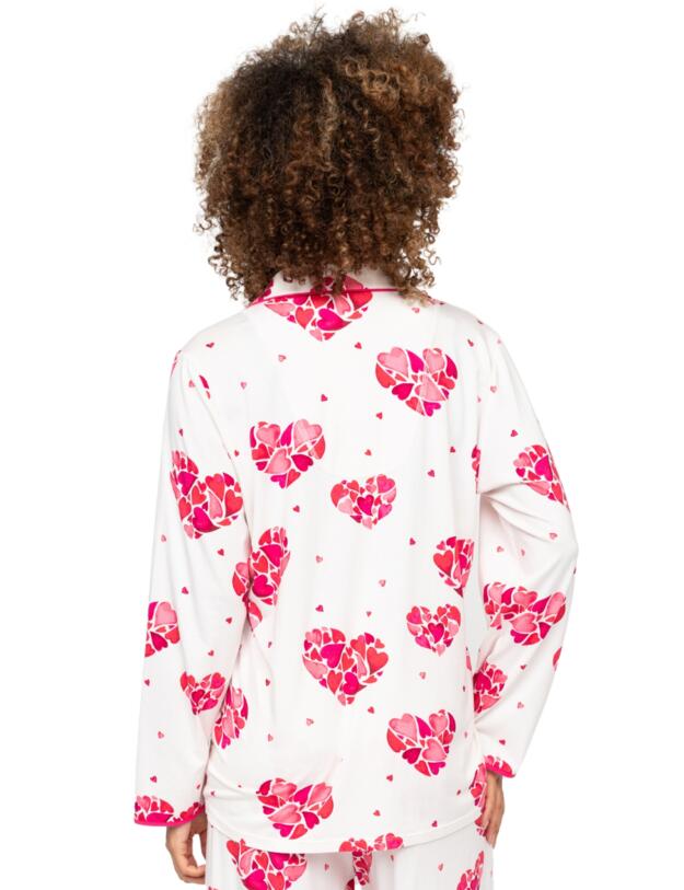 Cyberjammies Aria Heart Print Jersey Long Sleeve Pyjama Top White Mix