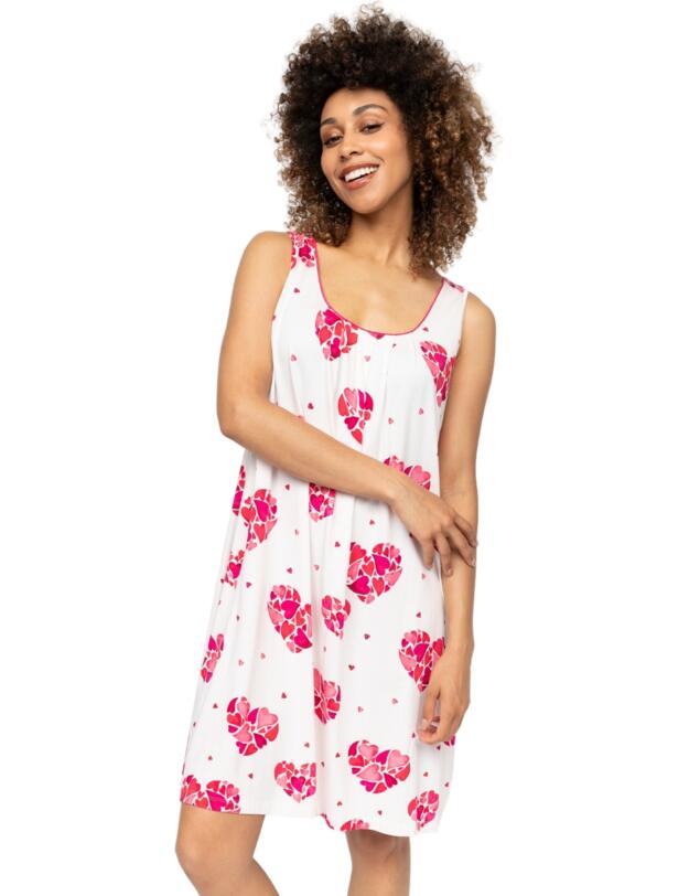 Cyberjammies Aria Heart Print Jersey Short Nightdress White Mix